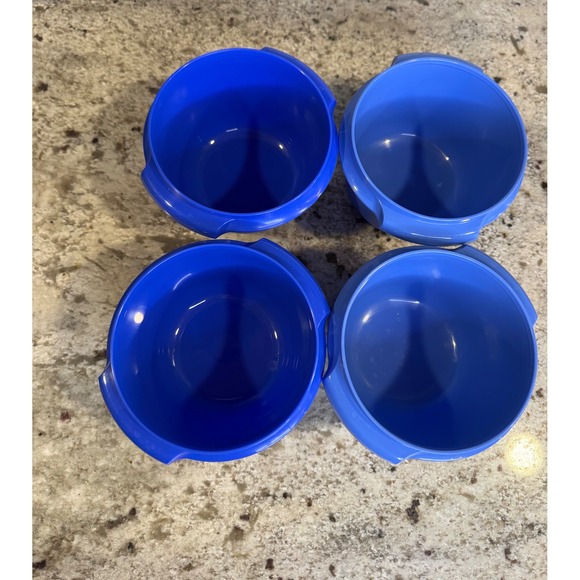 Tupperware 600ml Bowls Set of 4 Blue 2.5 Cup Stackable Plastic NO LIDS Q2.a - Picture 2 of 3